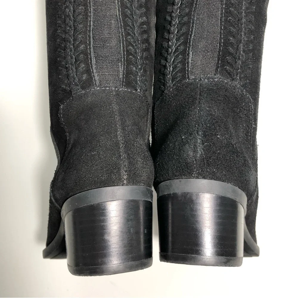 NEW Vince Camuto Bendra Suede Black Over the Knee Split Shaft Boot size 6